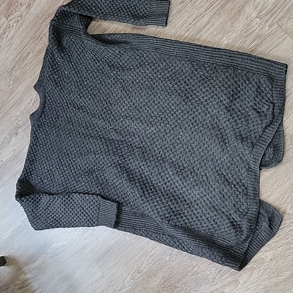 Vince. Charcoal Gray Honeycomb Yak Wool Blend Long Open Front Cardigan Sweater M - Picture 11 of 16